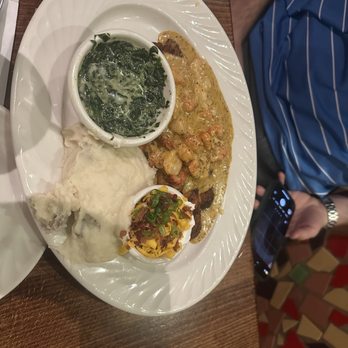 Mike's Place - Mike's Creole, Parmesan Spinach, Smashed Potatoes (with toppings on side) - American Near Me - Conway, Arkansas Mike's Place - Mike's Creole, Parmesan Spinach, Smashed Potatoes (with toppings on side) - American Near Me - Conway, Arkansas