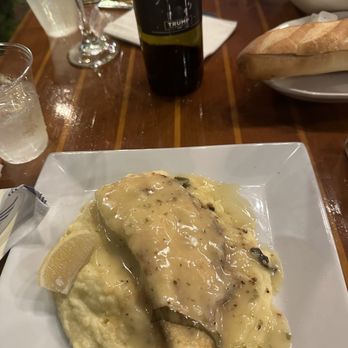Blue Water Cafe - Halibut Parm -- crusted over mashed potatoes, finished with a scampi sauce - Seafood Near Me - Haven Beach, New Jersey