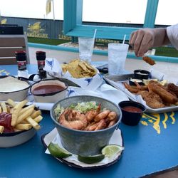 LandShark Bar & Grill - Chips cheese and salsa. Seafood Combo. Steamed shrimp app. Side fries.