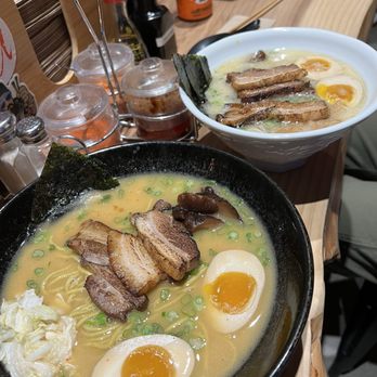 Baka Umai - Miso ramen (foreground) and Tonkotsu ramen (background). - Noodles Near Me - Portland, Oregon Baka Umai - Miso ramen (foreground) and Tonkotsu ramen (background). - Noodles Near Me - Portland, Oregon