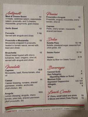 Menu photo 8 Fiamme Pizza Tucson, AZ
