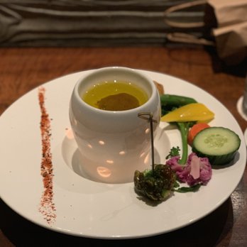 Morimoto Napa - Omakase ( feb 1st, 2019) Menu 3. Assortment of vegetables that you are supposed to dip into the oil in the middle. - Japanese Near Me - Napa, California