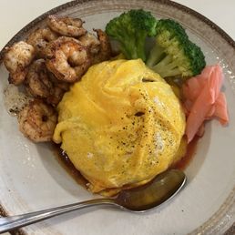 Shrimp and egg fried rice. Shrimp and egg fried rice.