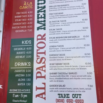 Al Pastor - Menu - Mexican Near Me - Kapaa, Hawaii