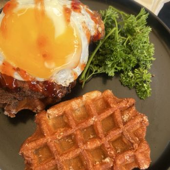 B and B Marina - Chicken and  waffles with a delicious chili Thai sauce on top and the waffle is caramelized - Campgrounds Near Me - Charleston, Tennessee