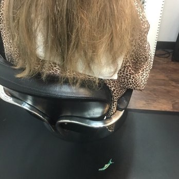 Studio One Eleven - My hair during the blow dry and after washing it. You can see the white towel. Also it is the same color as the after pre styling it. - Hair Salons Near Me - Sarasota, Florida