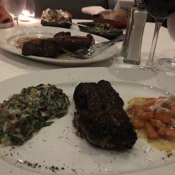Steak 48 - 22 oz Bone-In Ribeye, Roasted Sweet Potatoes w/ marshmallow and Creamed Spinach - Steakhouses Near Me - Houston, Texas Steak 48 - 22 oz Bone-In Ribeye, Roasted Sweet Potatoes w/ marshmallow and Creamed Spinach - Steakhouses Near Me - Houston, Texas