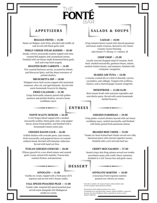 Menu photo 2 The Fonté Bar Seattle, WA Menu photo 2 The Fonté Bar Seattle, WA
