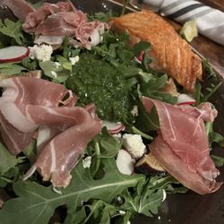 The Roost - Fig & arugula salad ($16) + salmon add on ($15)