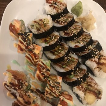 Koji Sushi - From left: Shrimp Killer, veggie tempura, shrimp tempura - Sushi Bars Near Me - McKinney, Texas Koji Sushi - From left: Shrimp Killer, veggie tempura, shrimp tempura - Sushi Bars Near Me - McKinney, Texas
