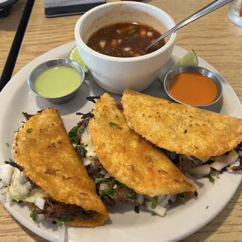 Boka Feliz - Quesabirria tacos with consomé - Mexican Near Me - Denton, Texas Boka Feliz - Quesabirria tacos with consomé - Mexican Near Me - Denton, Texas