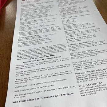 Redfish - Menu - Seafood Near Me - Port Orford, Oregon