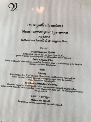 Menu photo 1 Le Virunga Montreal, QC Menu photo 1 Le Virunga Montreal, QC