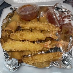 Shrimp tempura and Veggie Egg Rolls