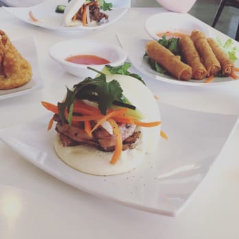 Pho Please - Chicken Bao Buns, veggie spring rolls, and crab rangoons! - Vietnamese Near Me - Austin, Texas