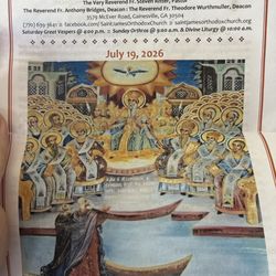 A bulletin from St. James showing the clergy, their address