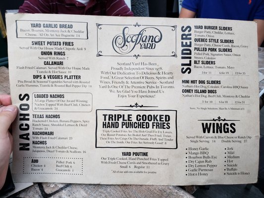 Menu photo 8 Scotland Yard Toronto, ON