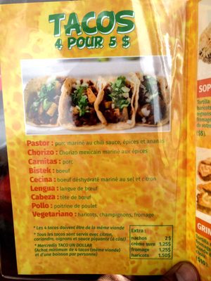 Menu photo 2 Super Taco Montreal, QC Menu photo 2 Super Taco Montreal, QC