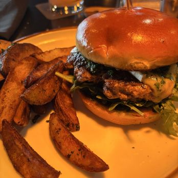 The Third Place - Brie Burger with potato wedges - Bars Near Me - Lancaster, California