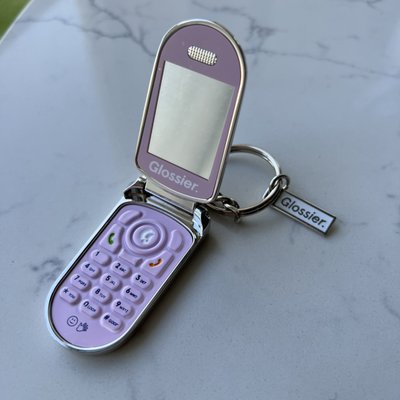 NEW Glossier LA Flip Phone Cell Mirror Keychain