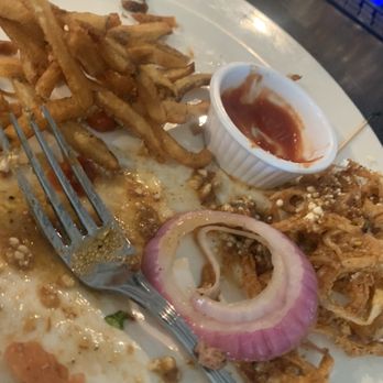 Local Goat - Onions that weren't to be on burger - greasy frys - New American Near Me - Pigeon Forge, Tennessee