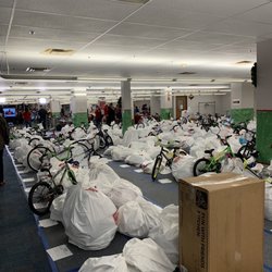 The Salvation Army Angel Tree Orlando Program - Here's a picture of the rows and rows of gifts all organized according to family.