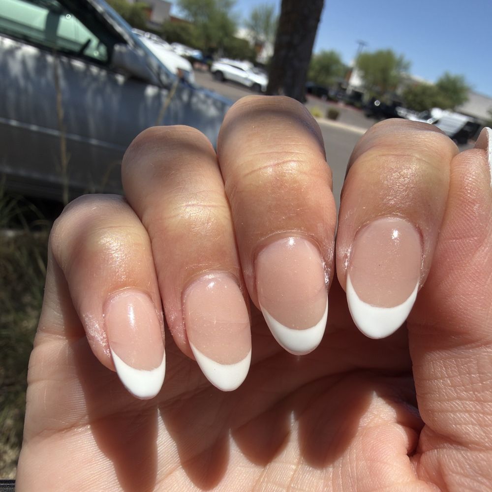 The Nail Logic - Gaps in paint between where real tip starts and painted top. Also dust painted over - Nail Salons Near Me - Gilbert, Arizona The Nail Logic - Gaps in paint between where real tip starts and painted top. Also dust painted over - Nail Salons Near Me - Gilbert, Arizona