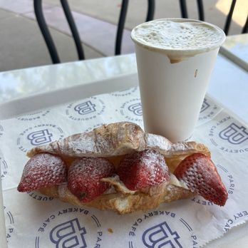 Paris Baguette - Strawberry Croissant and Vanilla Latte - Bakeries Near Me - Sacramento, California Paris Baguette - Strawberry Croissant and Vanilla Latte - Bakeries Near Me - Sacramento, California