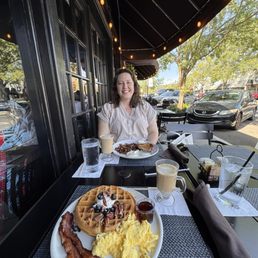 Blueberry Pecan Waffles, Cappuccino