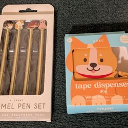 L-R: Pet Pen Set, $5 prior to tax. Dog Shaped Tape Dispenser, $2 prior to tax