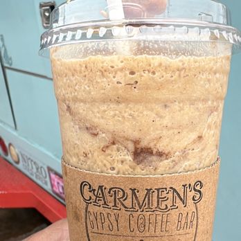Carmen's Coffee Company - Bananas foster blended it is not a frappe you can't even drink it through the straw bcuz the vice is so big - Coffee & Tea Near Me - Long Beach, California Carmen's Coffee Company - Bananas foster blended it is not a frappe you can't even drink it through the straw bcuz the vice is so big - Coffee & Tea Near Me - Long Beach, California