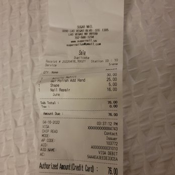 SugarNail - My receipt... - Nail Salons Near Me - Las Vegas, Nevada