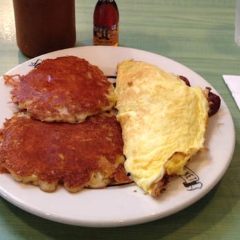 Shopsin's - chorizo omlette with mac n cheese pancakes. - Sandwiches Near Me - New York, New York Shopsin's - chorizo omlette with mac n cheese pancakes. - Sandwiches Near Me - New York, New York