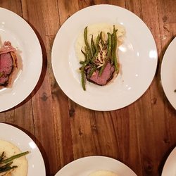 local Green Eats - Beef Wellington dinner with mashed potatoes and green beans