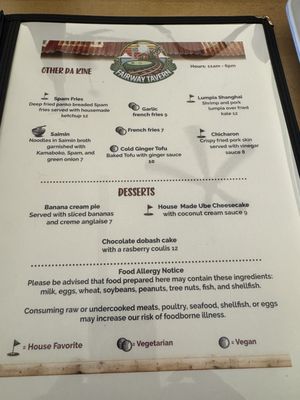 Menu photo 4 Fairway Tavern Ewa Beach, HI