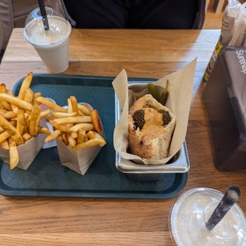 Goldie - Shawarma and regular fries with the harissa falafel sandwich - Falafel Near Me - Philadelphia, Pennsylvania