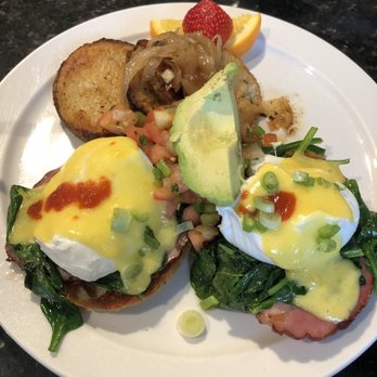 Joe's 320 Cafe - Spinach and avocado Benedict with added Canadian bacon. - Breakfast & Brunch Near Me - Boston, Massachusetts Joe's 320 Cafe - Spinach and avocado Benedict with added Canadian bacon. - Breakfast & Brunch Near Me - Boston, Massachusetts