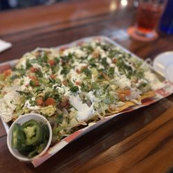 Benchwarmers - The Loaded Nachos with a side of fresh Jalapeño!  So good!