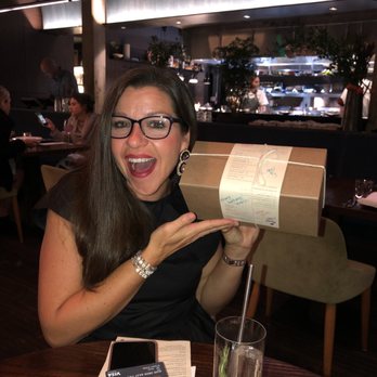 Juniper - Stacey with her birthday dessert box - Italian Near Me - Austin, Texas Juniper - Stacey with her birthday dessert box - Italian Near Me - Austin, Texas