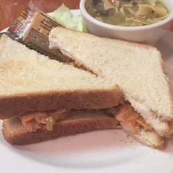 State Street Cafe - Chicken salad sandwich on Texas toast with chicken noodle soup