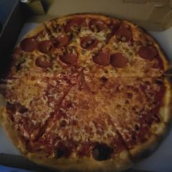 Lino's Pizza & Restaurant - Medium pizza 1/2 sausage and pepperoni and half cheese