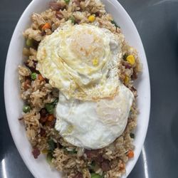 Mina's Cafe - Breakfast fried rice with over easy eggs