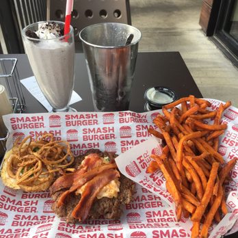 Smashburger - Kenia sig burger, sweet potato fries and Oreo Shake - Burgers Near Me - Anchorage, Alaska Smashburger - Kenia sig burger, sweet potato fries and Oreo Shake - Burgers Near Me - Anchorage, Alaska