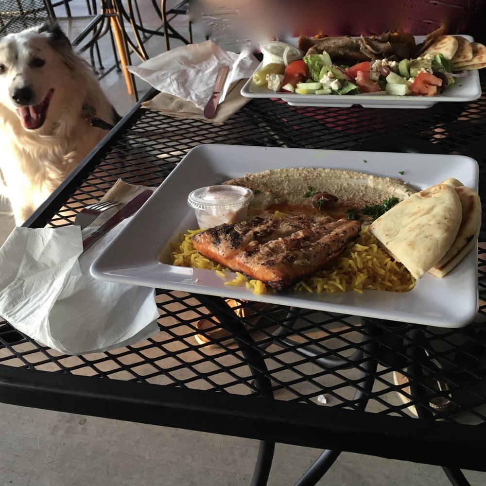 Pita Kitchen - Arrowhead - Salmon Platter on the patio - Mediterranean Near Me - Glendale, Arizona Pita Kitchen - Arrowhead - Salmon Platter on the patio - Mediterranean Near Me - Glendale, Arizona