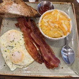The traditional breakfast - substitute with cheesy Bob's Red Mill Grits