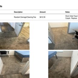 $413 Carpet REPLACEMENT fee for "dirty" carpet