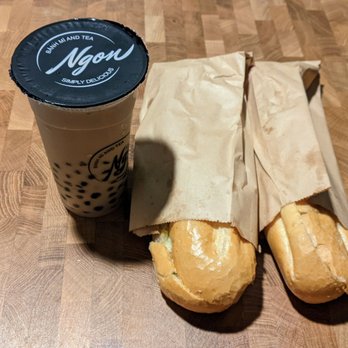 Ngon - Too Good to Go app surprise bag for $7.99 - two Bahn mi's and a large milk tea bbtea - Vietnamese Near Me - Vancouver, British Columbia