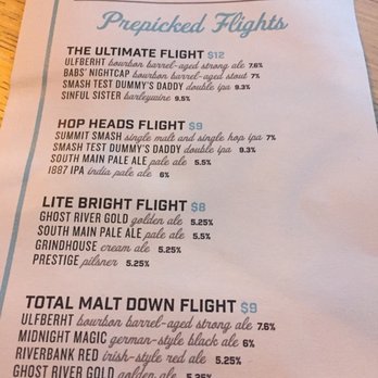Ghost River Brewing - Flight menu - Breweries Near Me - Memphis, Tennessee