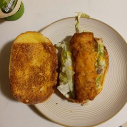 An inch of bread  on either side of the... Fish stick?  It used to be a fish sandwich. Culver's blows!!!