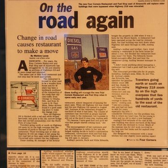 Four Corners Restaurant & Fuel Stop - Local paper talking about in the late 90s when the old building was no longer used with the freeway it's a nice article to read - Convenience Stores Near Me - Ainsworth, Iowa